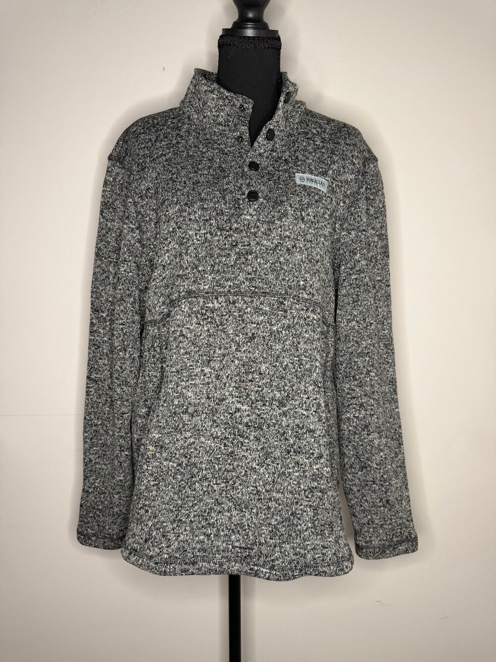 Magellan Outdoors Women’s Gray Marled Snap Neck Fleece Pullover Size L